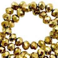 Faceted glass beads 6x4mm disc Crystal dorado gold metallic